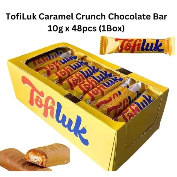 Tofiluk Caramel Crunch Chocolate    Box of 48single biscuit chocolate bar