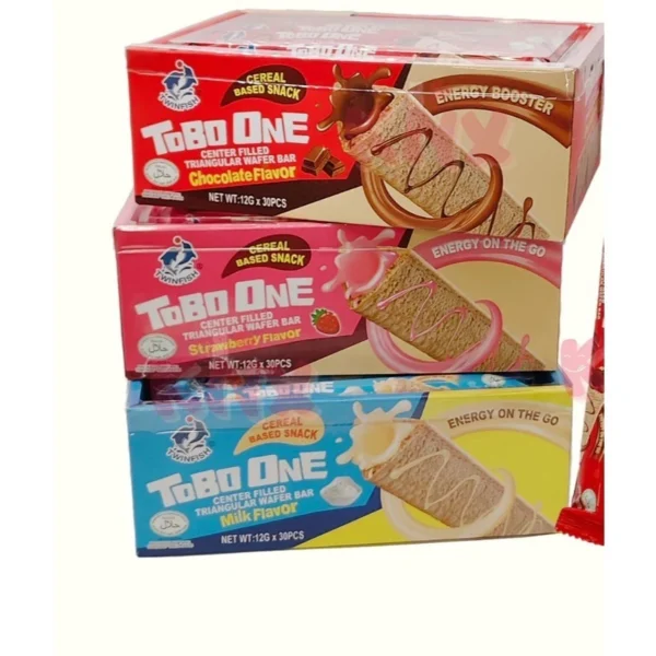 Tobo One Triangular Wafer Bar with Center Filling  12g x 30pcs Random Flavour